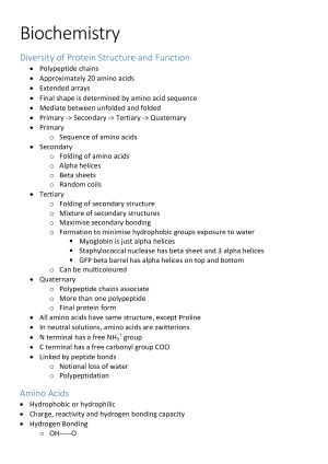 Biochemistry Lecture notes — StudentVIP