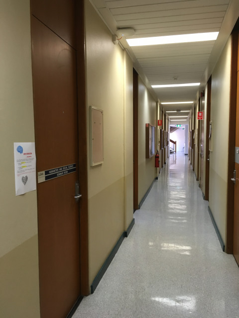 Down this corridor, it's on your left!