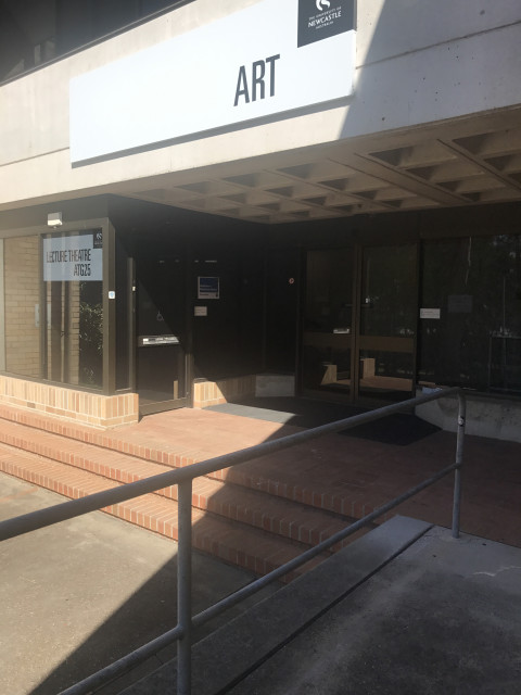 Entrance is through the automatic door on the left