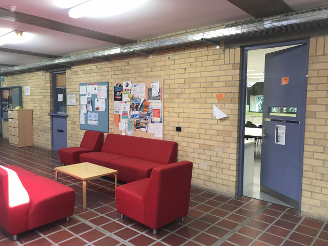 Health sciences reception on the left