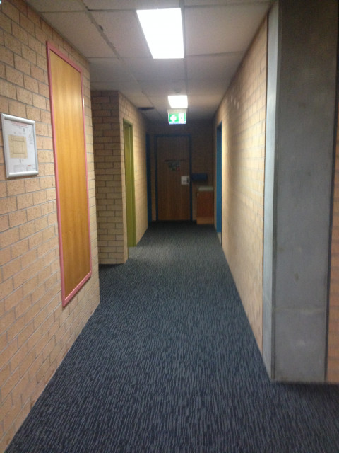 Near the end of the corridor