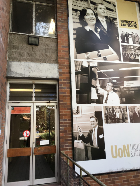 Through these doors and down the stairs.