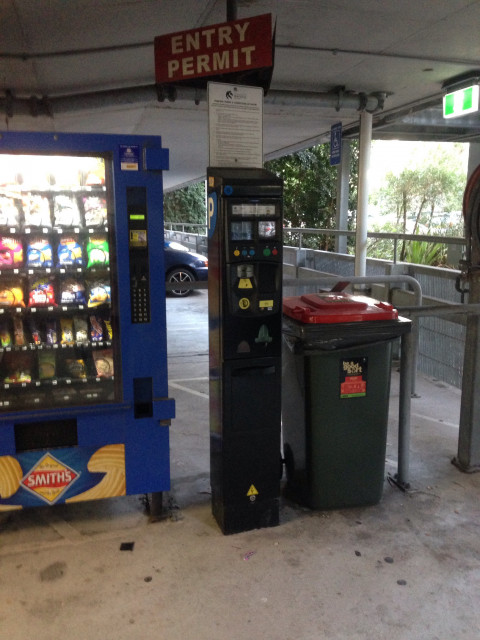 Ticket machine, at walking entrance to carpark