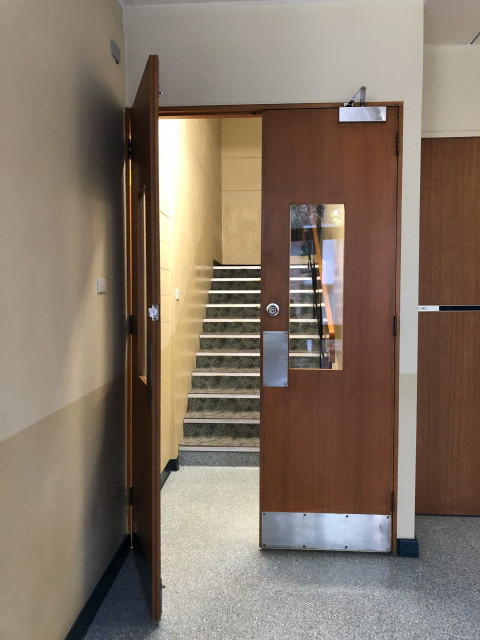 Turn right at the top of these stairs