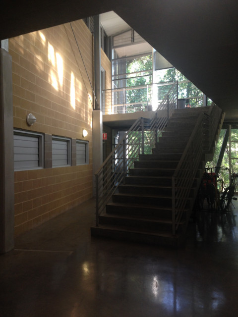 Walk past the staircase
