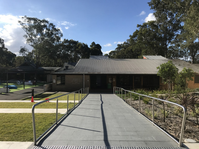 Walkway and front of building